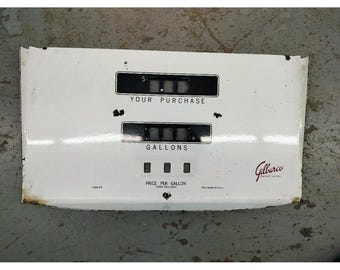 Vintage Gilbarco Gas Pump Face Plate Register Panel White Metal Gasometer