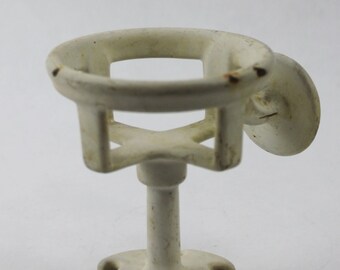 Antique Wall Mounted Cast Iron Pedestal White Porcelain Cup Toothbrush Holder