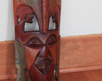 African Art Mask Kenya Hand Carved Tribal Sculpture Wood