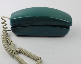 1970s Western Electric Peacock Blue Trimline Rotary Dial Wall Phone