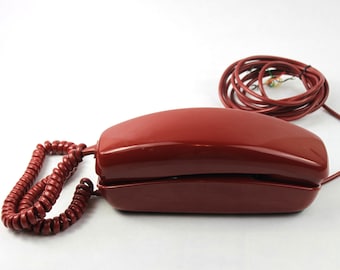 1970s Western Electric Tomato Red Trimline Rotary Dial Wall Phone