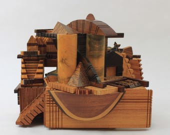 1992 Po Shun Leong Landscape Architectural Wood Box Sculpture