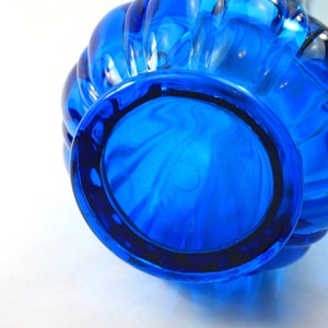 LE Smith Glass Vase Simplicity Swung Peacock Blue Ribbed and Fingered ...
