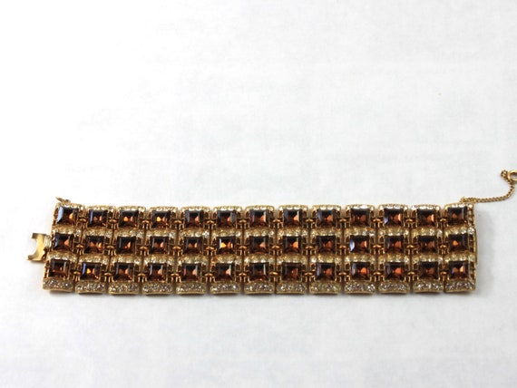 Henry Bogoff Rhinestone Bracelet Cuff Triple Row … - image 3