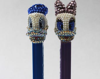 Kathrine Baumann Disney Donald & Daisy Duck Austrian Crystal PEZ Dispenser Set