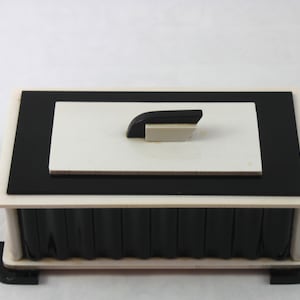 Art Deco Early Plastic English Perspex Box Black White Pink