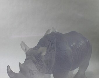 Daum France Rhinoceros Jean-Francois Leroy Crystal Sculpture Ltd Edition 91/1000