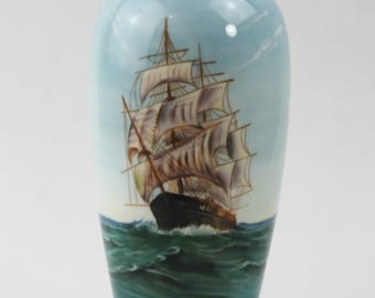 Vase nautique en porcelaine osseuse Noritake Nippon Japon Toki Kaisha par S Kimura