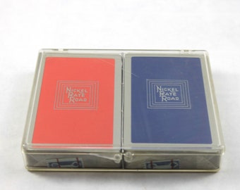 Vintage Nickel Plate Road Railroad Dining Car Playing Cards Red and Blue NOS