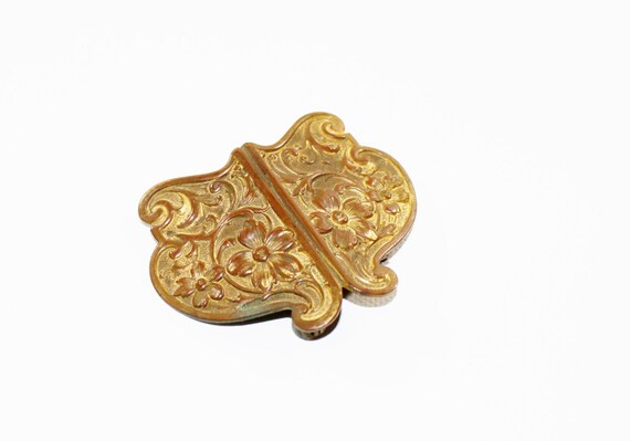 1800s brass dress belt sash slide gold washed stam