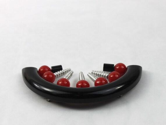 1940s Black and Red Bakelite Brooch Pin Machine A… - image 3