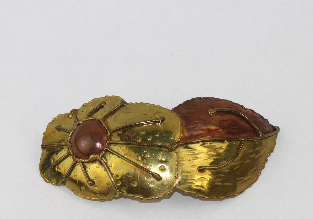 Artisan Brutalist Modernist Abstract Belt Buckle Mixed Metal 