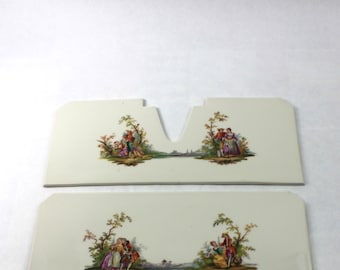 Vintage Hand Painted Ceramic Tile Courting Couple Backsplash Set