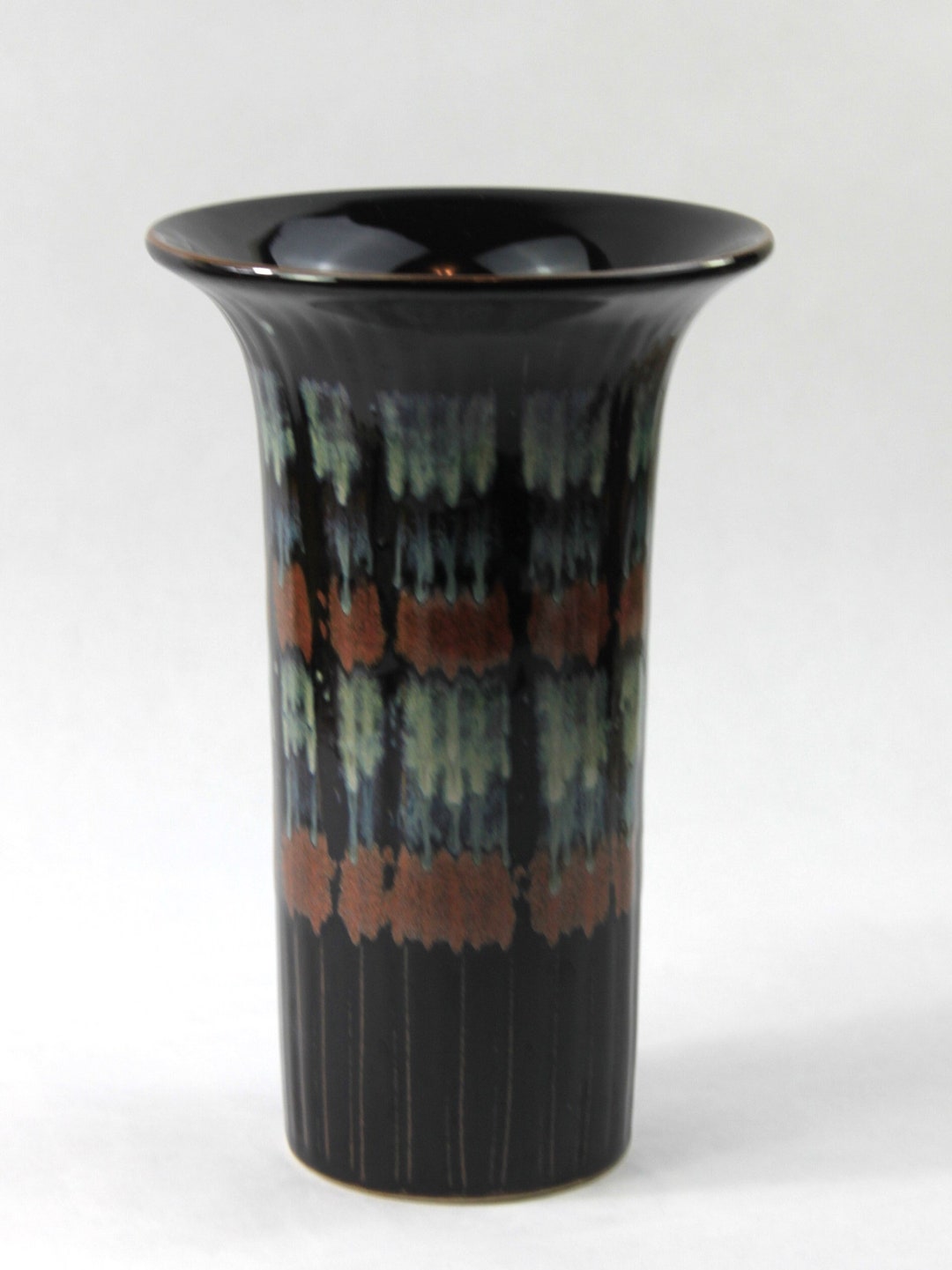 Studio Art Pottery Drip Glaze Vase - Etsy