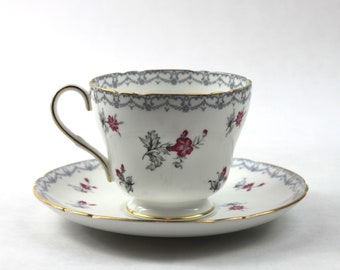 vintage Shelley England Charm Fine Bone China Floral Cup Soucoupe Ensemble #13756