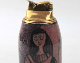 Polia Pillin Studio Art Pottery Table Lighter Abstract Woman and Bird
