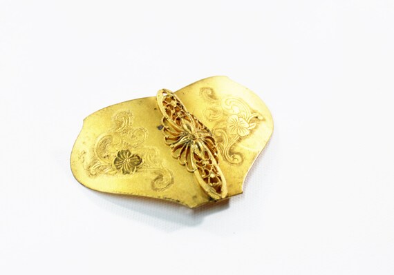 1800s brass dress buckle belt sash filigree stampe