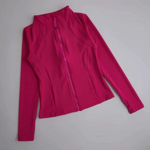 Frauen Slim Fit Trainingsjacke mit durchgehendem Reißverschluss, Langarm, athletisches Oberteil, Yoga-Gymnastikjacke mit Daumenlöchern