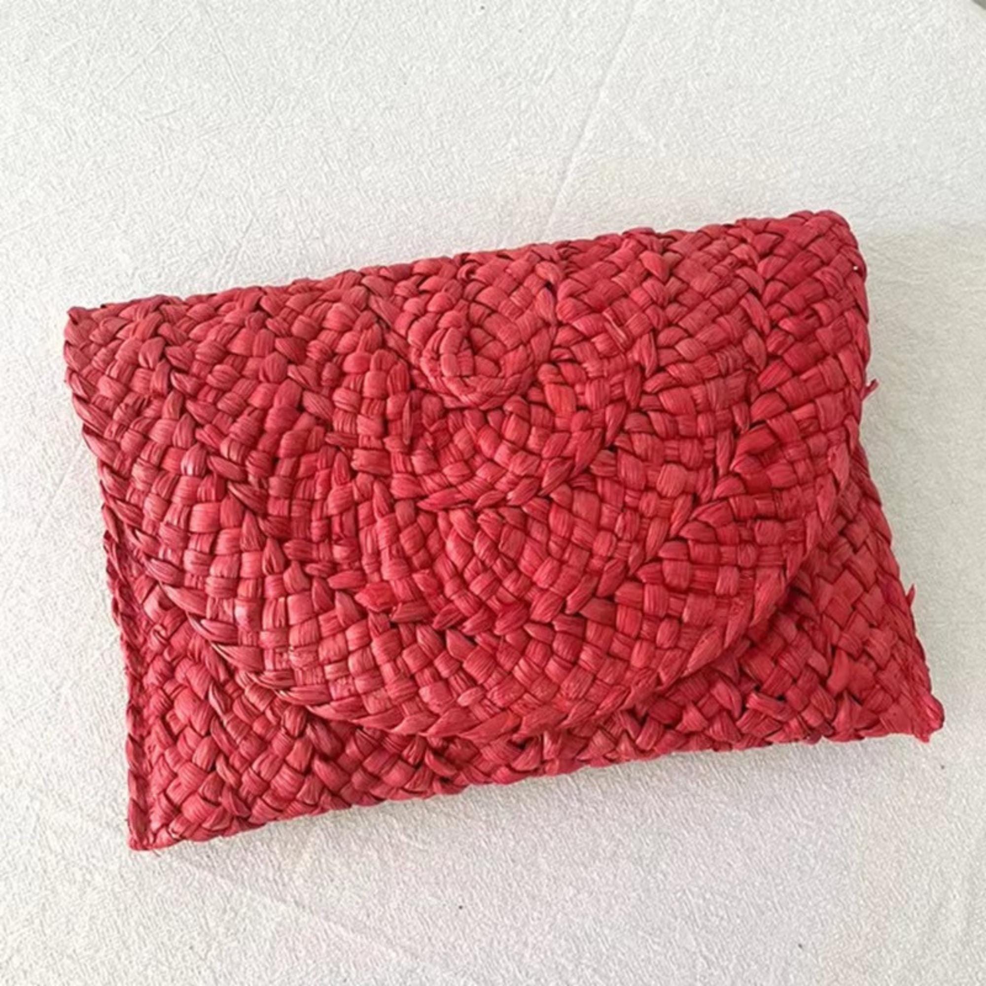 Straw Clutch Bag Woven Raffia Envelope Purse Women Boho Beach Summer ...