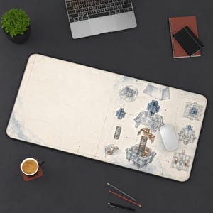 Mechanical Switch Schematic Desk Mat, Keyboard Blueprint Mouse Pad, Programmer Workspace Gift