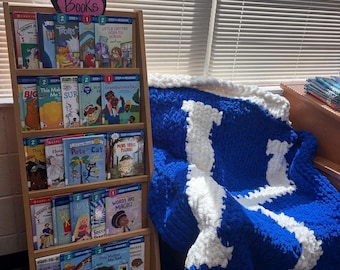 Manta/colcha de punto grueso con letras