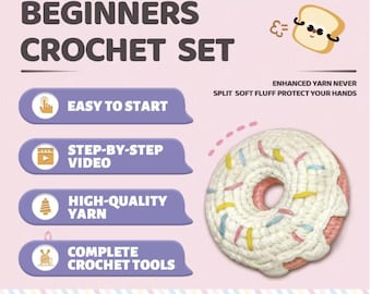 Donut Crochet Kit – Beginner Amigurumi DIY Dessert Plush (Video Tutorial)