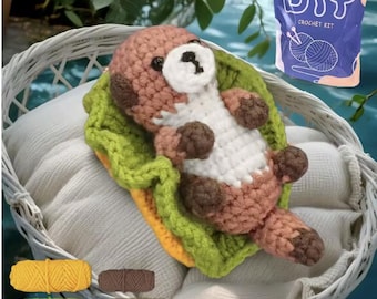 Crochet Otter Kit – Amigurumi Animal DIY Craft for Beginners (Approx. 4 inches)