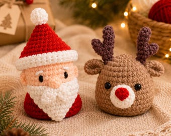 Christmas Crochet Kit – Santa Reindeer Amigurumi DIY Craft Set