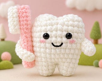 Crochet Tooth Kit with Toothbrush – DIY Amigurumi Dental Plush Toy