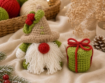 Beginner Crochet Kit – Christmas Gnome & Gift Box DIY Decorations