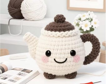 Teapot Crochet Kit: Beginner DIY Amigurumi Plush Toy