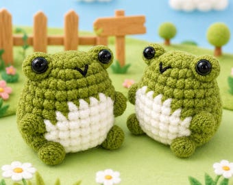 Crochet Frog Kit – Amigurumi DIY Craft for Beginners, Cottagecore Plushie