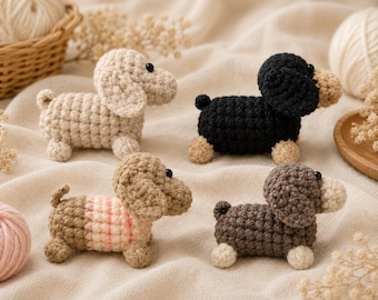 Beginner Crochet Kit – 4 Puppy Amigurumi DIY Set, Video Tutorials