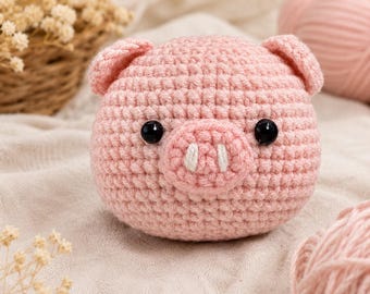 Beginner Crochet Pig Kit: Amigurumi DIY Craft Set with Video Tutorials