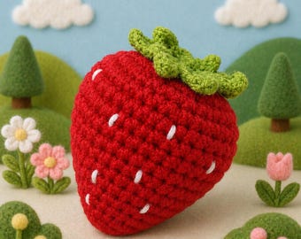 Strawberry Crochet Kit for Beginners – Kawaii Amigurumi DIY Plush
