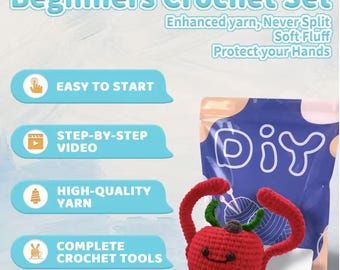 Kawaii Apple Crochet Kit – Beginner Amigurumi DIY Craft Set
