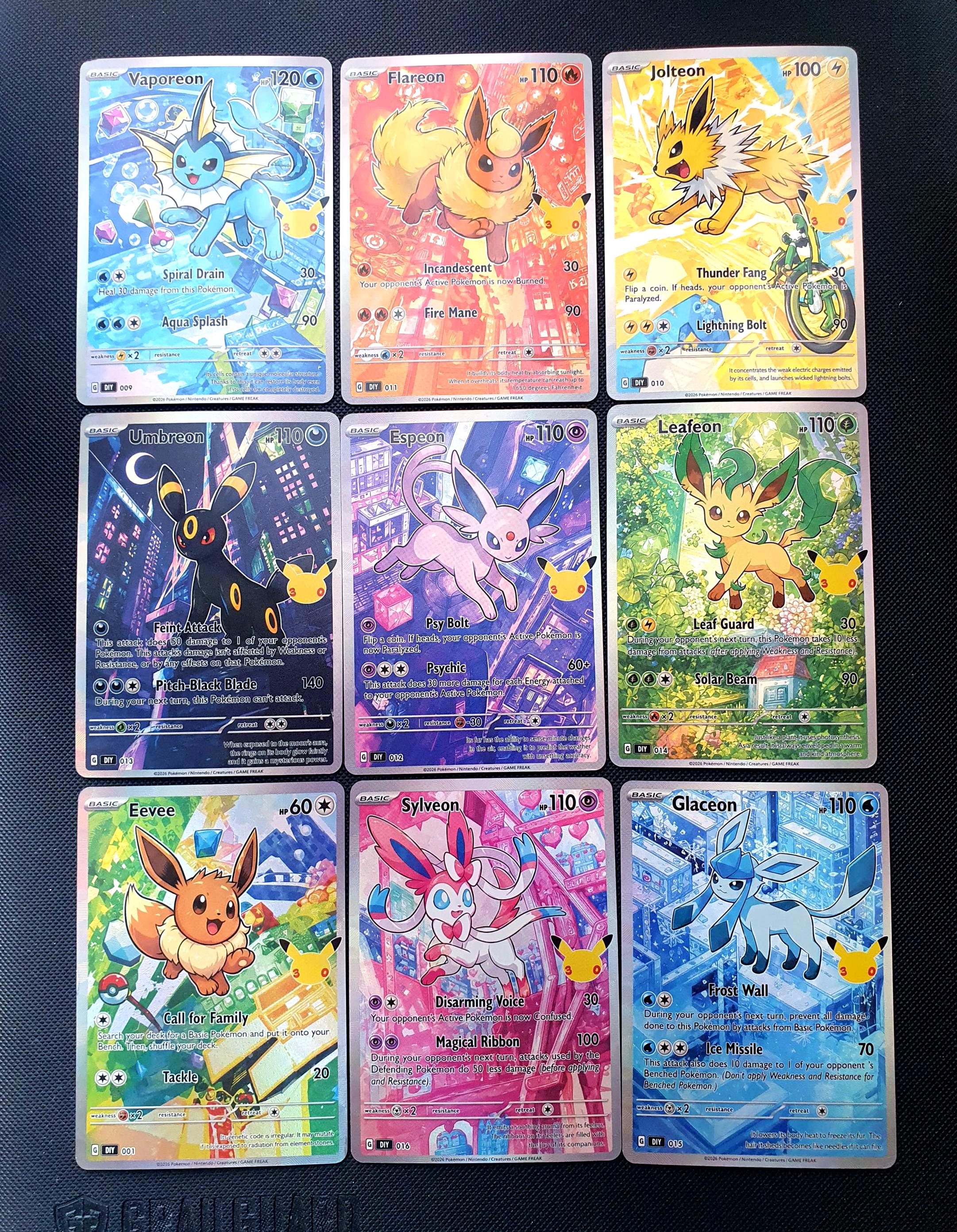Eevee Evolutions Pokemon First Partner Inspired 9 Card Bundle Set