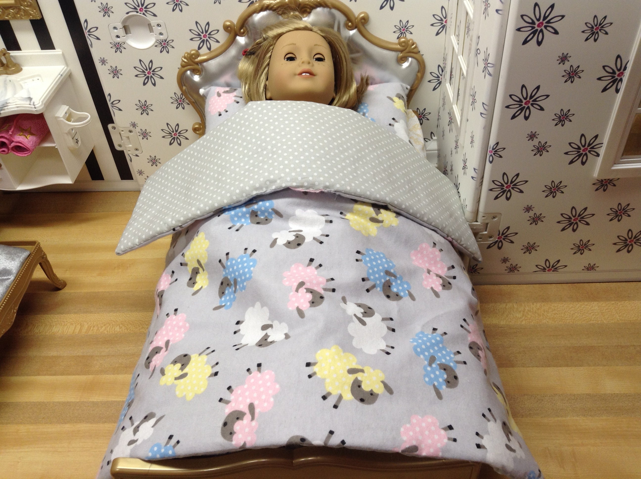 Doll blanket and pillow set made to fit up to 18 inch dolls Etsy