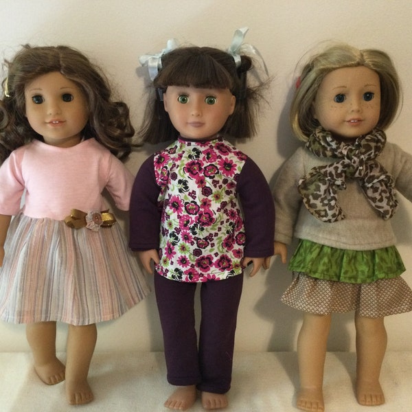 18 inch doll outfits. Choice of three different outfits, each sold separately, ready to ship and sale priced