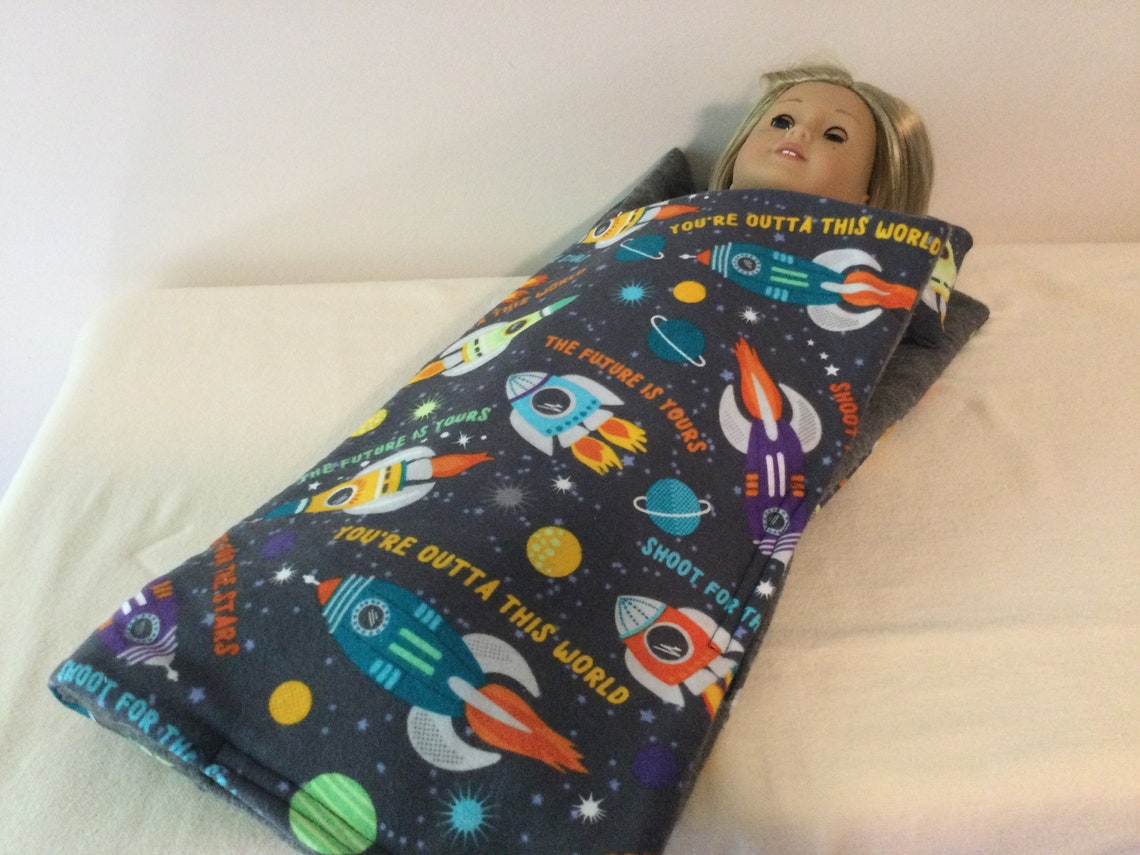 Sleeping bag and pillow set made to fit up to 18 inch dolls. Etsy