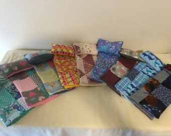 Small doll blanket and pillow set. Made to fit most small dolls, like Barbie and Ken. nine print options.