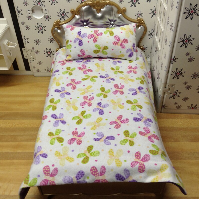 Baby doll blanket and pillow set. Choice of butterfly or Etsy