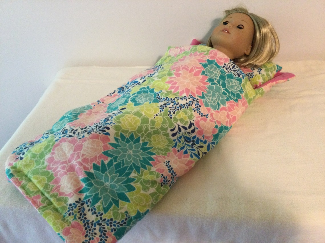 18 Inch Doll Sleeping Bag and Pillow Sets in Girly Colors of Etsy