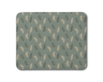 Leather Placemat - Vintage Botanical Leave Pattern Design - Kitchen Dining Decor Gift - Elegant Cottagecore Tabletop Illustration - v.25