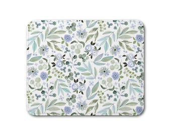 Leather Placemat - Subtle Botanical Floral Pattern Design - Kitchen and Dining Decor Gift - Cottagecore Tabletop Flower Illustration - v.24