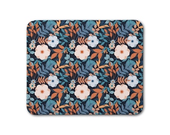 Leather Placemat - Elegant Botanical & Floral Pattern Design - Kitchen and Dining Decor Gift - Cottagecore Tabletop Illustration - v.13