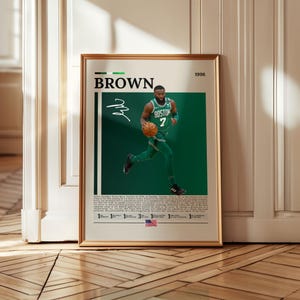 Jaylen Brown Poster, Boston Basketball Star Art, Celtics Finals MVP Wall Decor