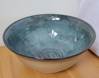 Large Handmade Pottery Serving / Salad / Fruit / Centrepiece Bowl • Wheel-thrown ceramics • Rustic Natural Clay