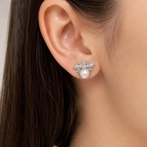 Brincos de Abelha com Pérolas, Brincos de Abelha com Cristais e Zircônias, Brincos Elegantes de Inseto com Pérolas, Joias Inspiradas na Natureza para Presentear, Brincos de Noiva