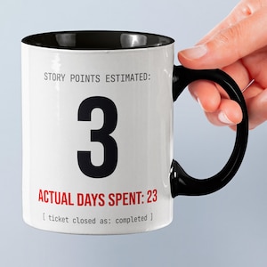 cadeau d'ingénieur logiciel | Points narratifs vs jours réels | Tasse drôle de développeur | Cadeau programmeur Scrum Master | Mug Chef de projet technique